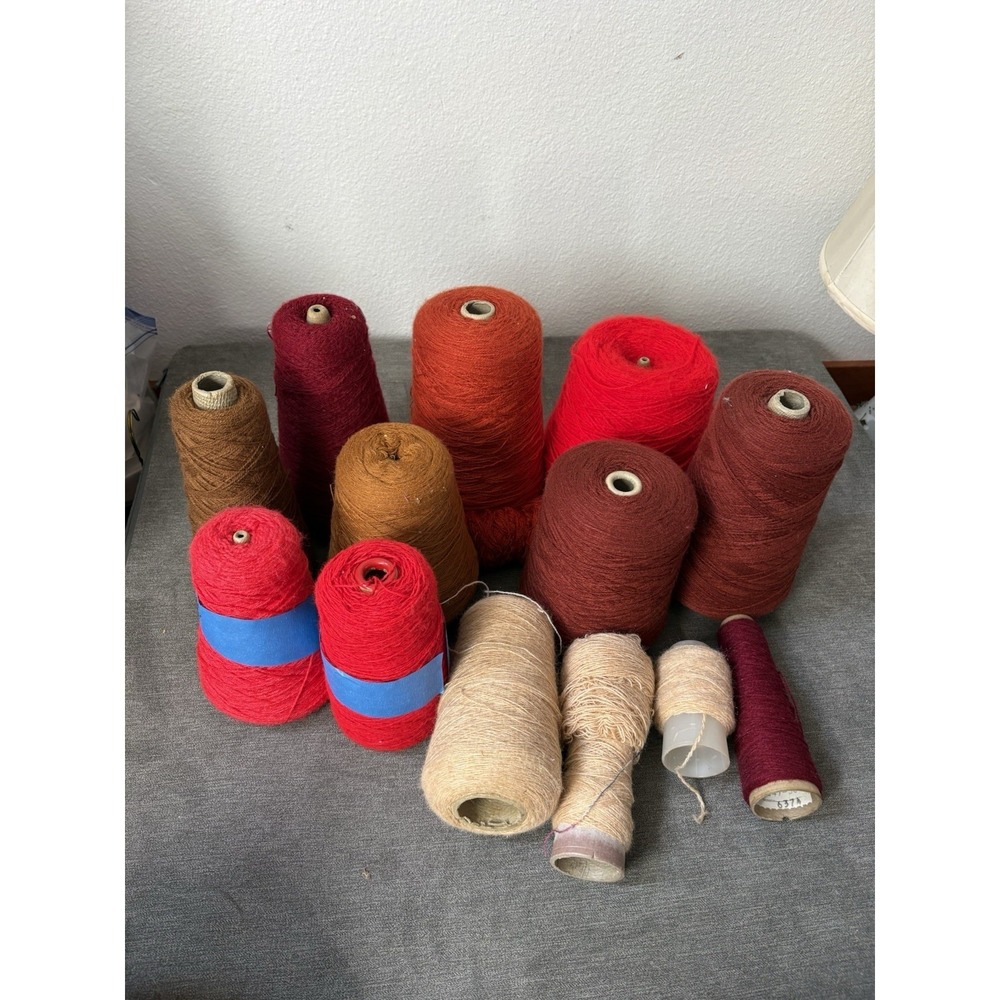 Lot 12 Cones Yarn for Knitting Machines Various Brands & Weights‎ Reds & Browns